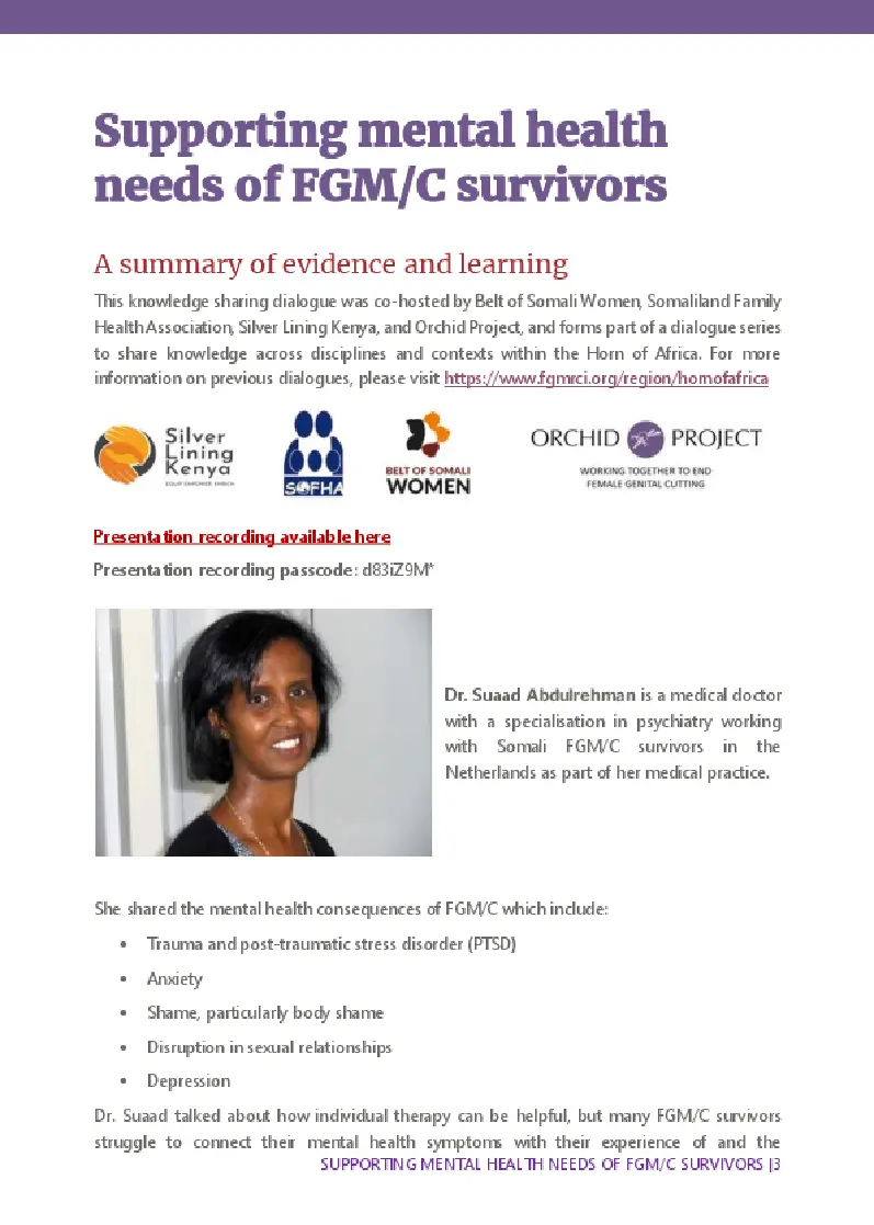 Horn of Africa Knowledge Sharing Dialogue - Mental Health
